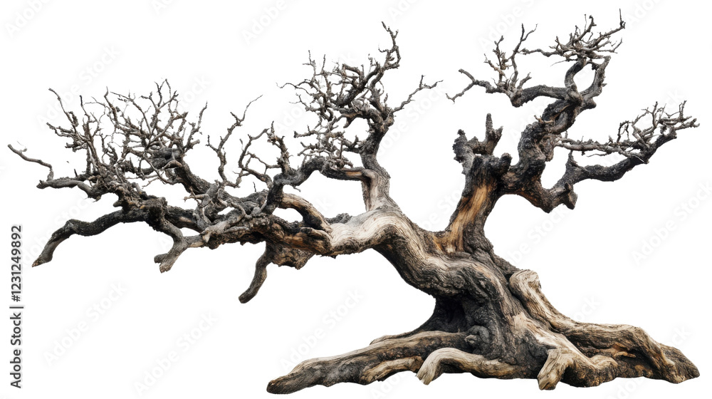 Poster gnarled bristlecone pine showing twisted branches on transparent background