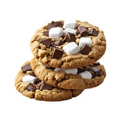 S'mores Cookies with Marshmallow and Graham Cracker Isolated on Transparent Background