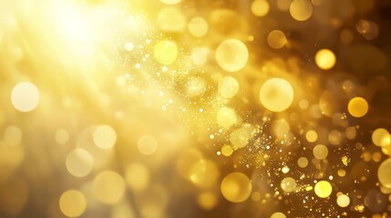 Fototapeta premium Abstract golden bokeh background with shimmering light effects, perfect for festive and elegant design projects.