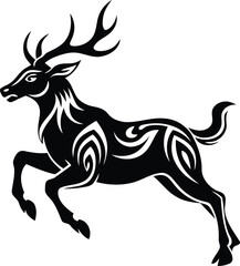 Elk Or Deer vector art, Elk Or Deer silhouette vector illustration, Elk Or Deer line art vector design