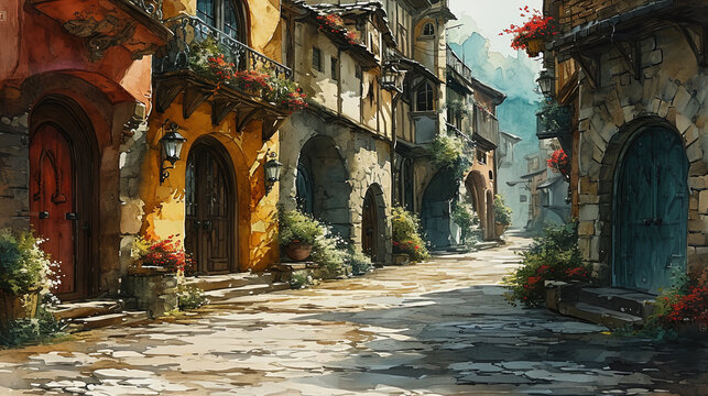 narrow street in venice italy painting