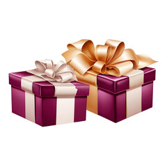 Obraz premium Luxury gift card with a decorative ribbon and bow isolated on a clean PNG background, featuring a stylish and refined appearance, perfect for premium gift packaging, special event invitations, and ele