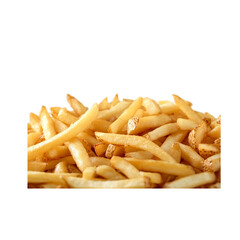 Heap of tasty potato fries top-down view