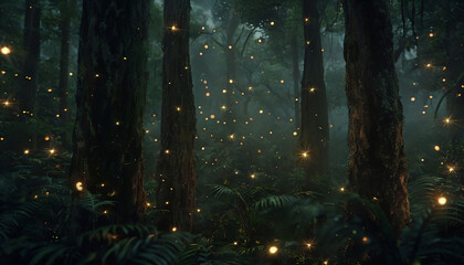 Mystical night forest scene © oliver