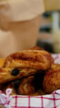 Close-up of croissant at bakery section