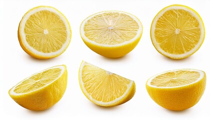 Fototapeta premium lemon slices isolated on white. Collection set of lemon slices isolated on white background