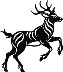Elk Or Deer vector art, Elk Or Deer silhouette vector illustration, Elk Or Deer line art vector design