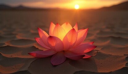 "A radiant lotus blooms in the desert, illuminated by the golden hues of the setting sun. A symbol of resilience and beauty. 🌅🌸"







