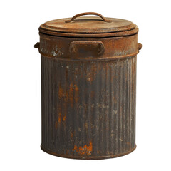 Aged Metal Trash Can with Rusty Surface and Weathered Texture