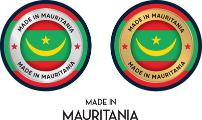 Made in Mauritania. Premium labels, stickers, pointer, badge and symbol of Mauritania flag icon. Collection vector illustration