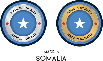 Made in Somalia. Premium labels, stickers, pointer, badge and symbol of Somalia flag icon. Collection vector illustration