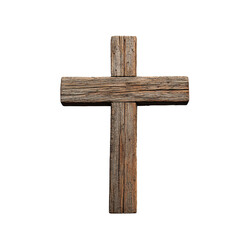 Old wooden cross with a rustic brown finish