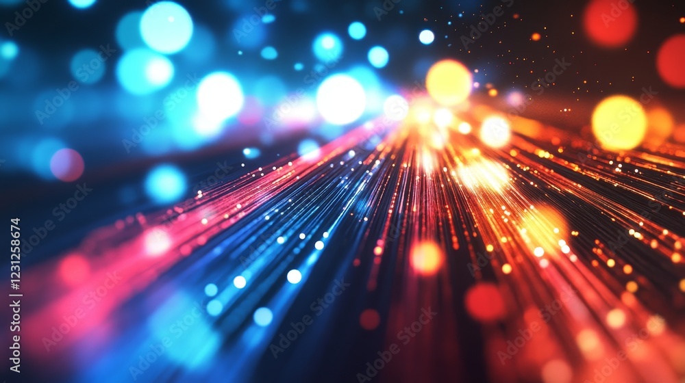 Poster dynamic light trails: a captivating fusion of color and movement in abstract technology art