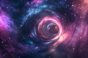 Cosmic Wormhole Through Vibrant Nebulae