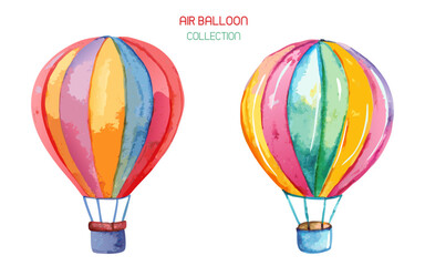 Naklejka premium Hand Draw Watercolour Hot Air Balloon Vector Design 