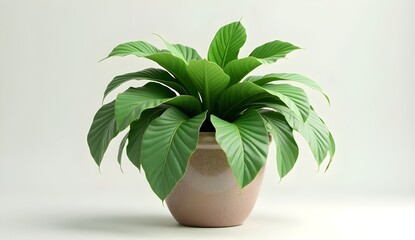 Obraz premium 3D-rendered potted plant with vibrant green leaves in a ceramic pot