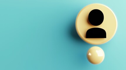 Minimalist design featuring a profile icon on a colored background.