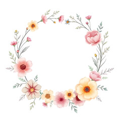 Transparent Watercolor Floral Wreath PNG &ndash; Hand-Drawn Bohemian Wedding Invitation Template, Bridal Shower Art, and Spring Social Media Graphics