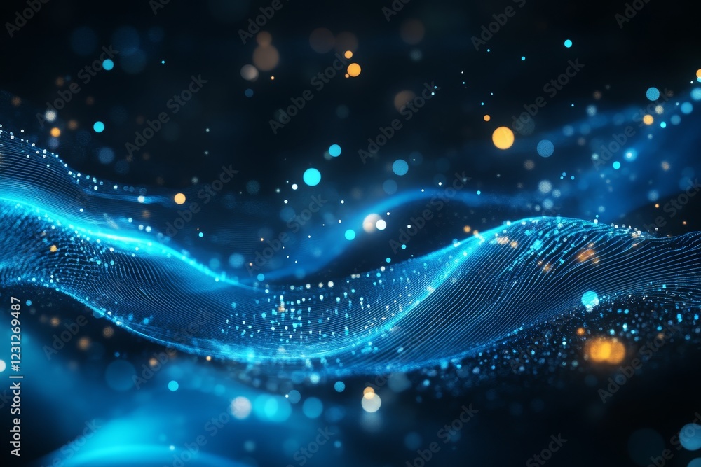 Poster captivating waves of light and color in a digital universe of technology and innovation
