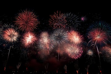 Vibrant Fireworks Display Illuminating Night Sky