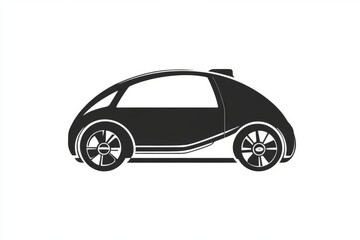 Fototapeta premium A black car with a white background. The car is a small car with a black color. The car is parked on the road