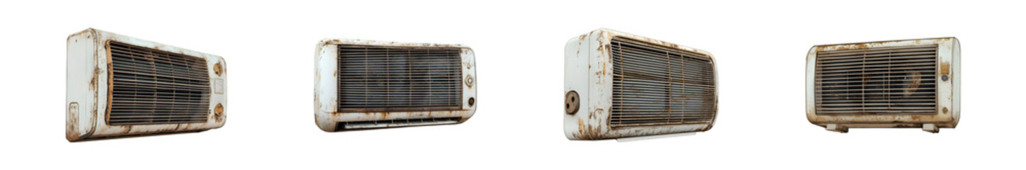 Fototapeta premium Rusty vintage air conditioner isolated on a transparent background