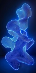 Abstract Neon Light Sculpture with Flowing Lines and Futuristic Design in Dark Background
