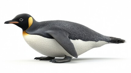 Obraz premium Realistic 3D Render of an Emperor Penguin on a White Background