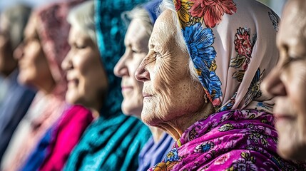 Naklejka premium Elderly Women in Headscarves
