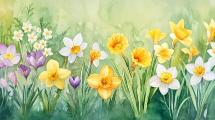 Obraz premium Spring Flowers Watercolor Painting