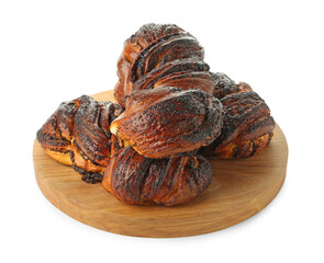 Tasty buns with poppy seeds isolated on white