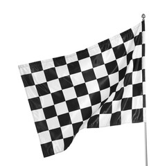 One racing checkered flag isolated on white