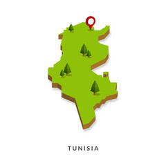 Isometric Map of Tunisia. Simple 3D Map. Vector Illustration - EPS 10 Vector