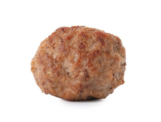 One tasty cooked meatball isolated on white