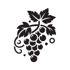 Grapes With Leaf Icon Silhouette Vector Art & Illustration