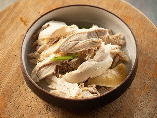 slice of steamed chicken