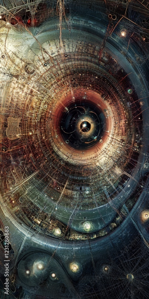 Poster exploring the boundless depths of cosmic design: a journey through the universe's patterns