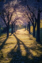 Fototapeta premium Springtime Pathway Through Blossoming Trees