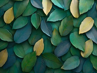 Captivating Fractal like Leaf Mosaic with Rich Color Palette and Impasto Textures