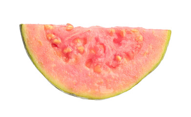 Piece of fresh guava fruit isolated on white