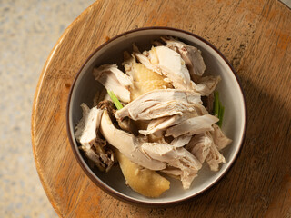 slice of steamed chicken