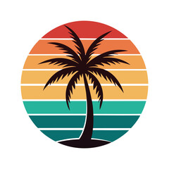 Palm Tree Retro Vantage T-Shirt Design Vector Illustration