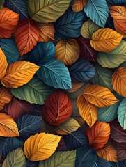 Fototapeta premium Captivating Botanical Abstract with Vibrant Autumn Foliage Patterns