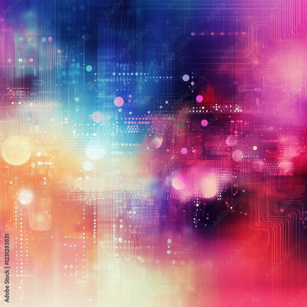 Poster vibrant abstract digital art with dynamic colors and textured patterns