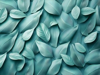 Seamless Decorative 3D Leaves Pattern with Intricate Textures and Vibrant Chromatic Depth