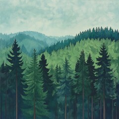 Fototapeta premium Majestic Mountain Forest Landscape