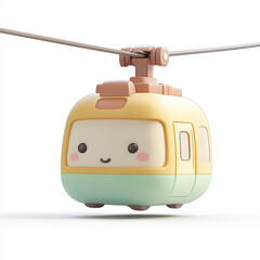 Fototapeta premium kawaii cable car character for kids background