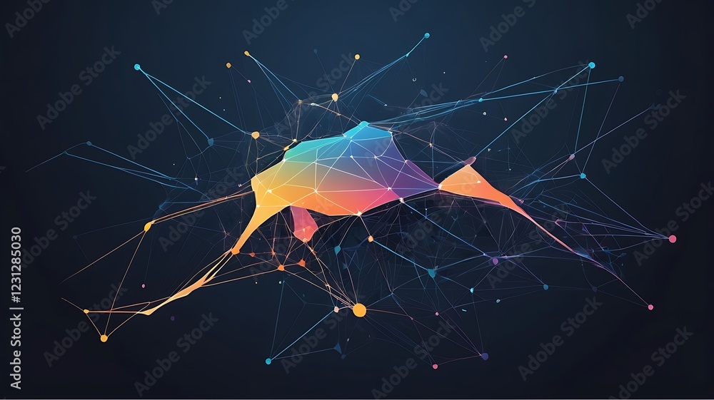 Poster deep learning concept, neural connections, futuristic ai vector art