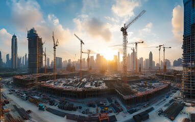 Obraz premium Construction site on which to build high rise buildings