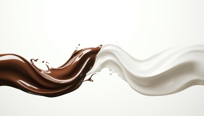 Chocolate and milk splash number "7" isolated on white background